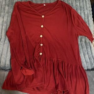 Women's Red Babydoll Tunic Top
